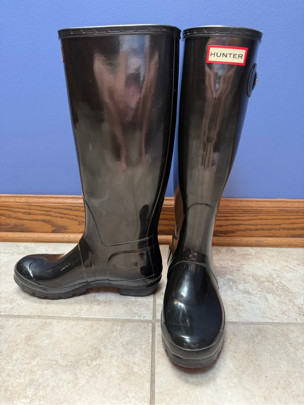 Hunter Original Tall Gloss Rain Boots, Size 38EU/7US